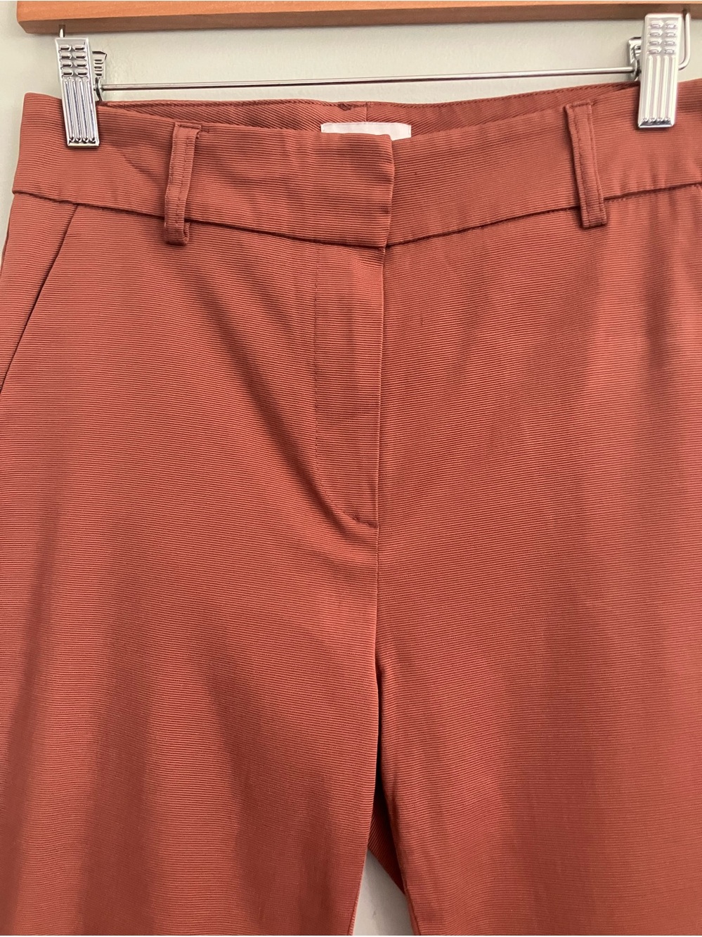 CLASS Terracotta Micro Ribbed High Rise Slim Leg Trouser Size 6 - Picture 3 of 10